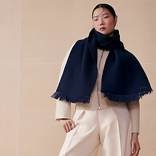 カシミヤマフラー 《ニ・ダベイユ》 - ブルー | Hermès - エルメス